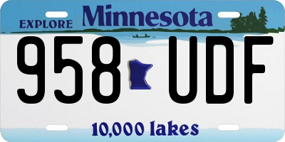 MN license plate 958UDF