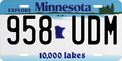 MN license plate 958UDM