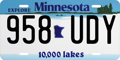 MN license plate 958UDY