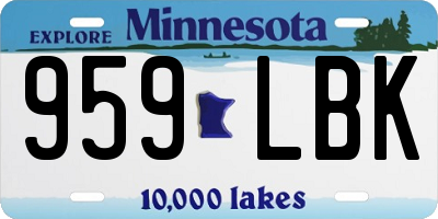 MN license plate 959LBK