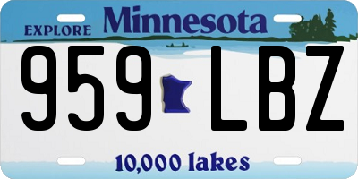 MN license plate 959LBZ