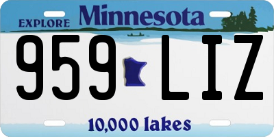 MN license plate 959LIZ