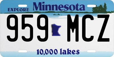 MN license plate 959MCZ