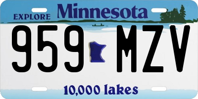 MN license plate 959MZV