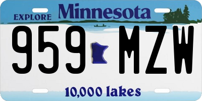 MN license plate 959MZW