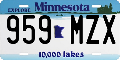 MN license plate 959MZX