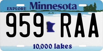 MN license plate 959RAA