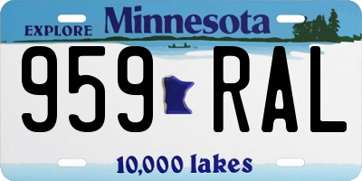 MN license plate 959RAL