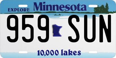 MN license plate 959SUN