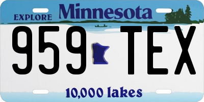 MN license plate 959TEX