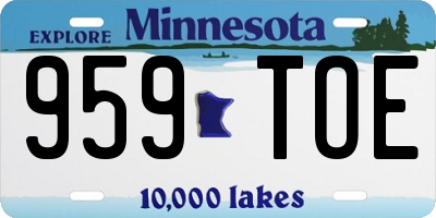 MN license plate 959TOE