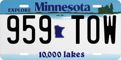 MN license plate 959TOW