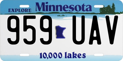 MN license plate 959UAV