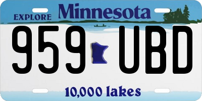 MN license plate 959UBD