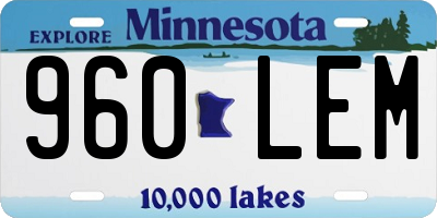 MN license plate 960LEM