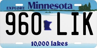 MN license plate 960LIK