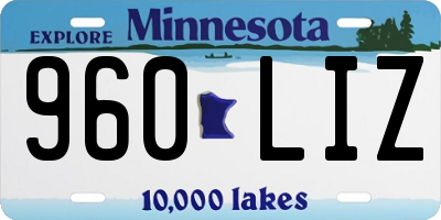 MN license plate 960LIZ