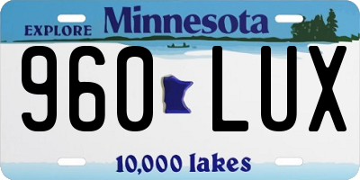 MN license plate 960LUX