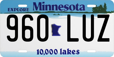 MN license plate 960LUZ
