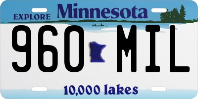 MN license plate 960MIL