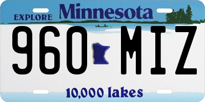 MN license plate 960MIZ