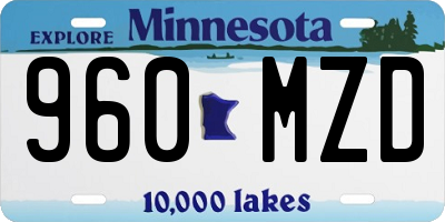 MN license plate 960MZD