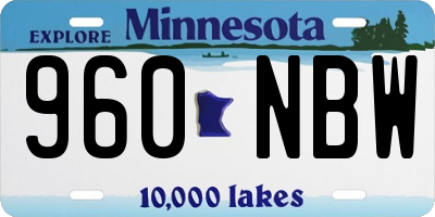 MN license plate 960NBW