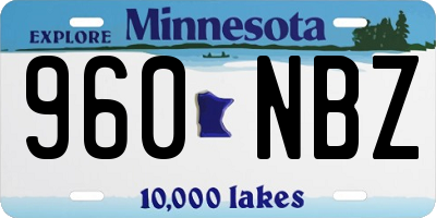 MN license plate 960NBZ