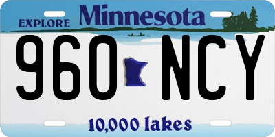 MN license plate 960NCY