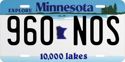 MN license plate 960NOS