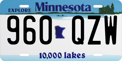 MN license plate 960QZW