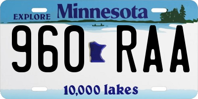 MN license plate 960RAA