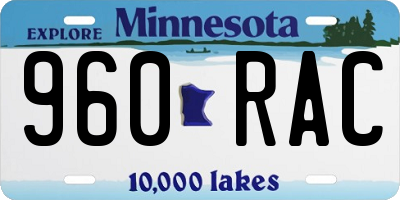 MN license plate 960RAC