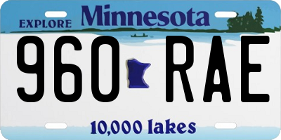 MN license plate 960RAE