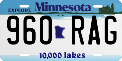 MN license plate 960RAG