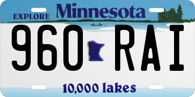 MN license plate 960RAI
