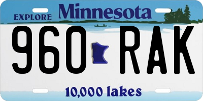 MN license plate 960RAK