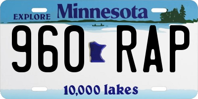 MN license plate 960RAP