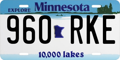 MN license plate 960RKE