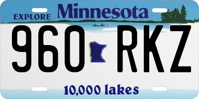 MN license plate 960RKZ