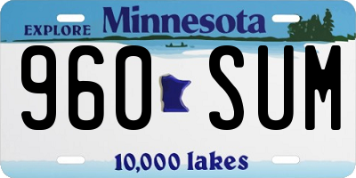 MN license plate 960SUM