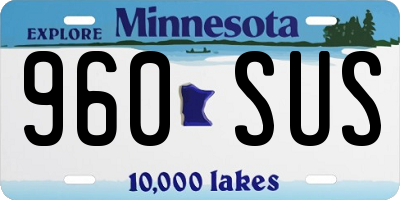 MN license plate 960SUS