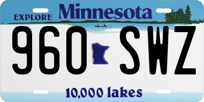 MN license plate 960SWZ