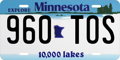 MN license plate 960TOS