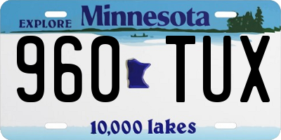 MN license plate 960TUX
