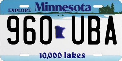 MN license plate 960UBA