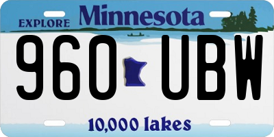 MN license plate 960UBW