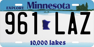 MN license plate 961LAZ
