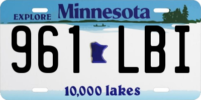 MN license plate 961LBI