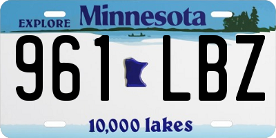 MN license plate 961LBZ